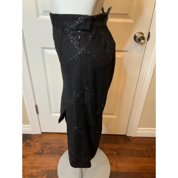 Brooks Brothers Black Wool Shimmering Tweed Pencil Skirt NWT $498 Size 2 - Picture 4 of 7